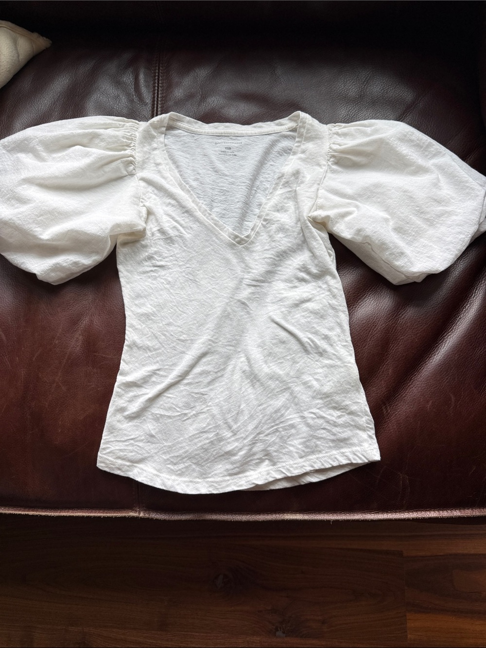 Anthropologie Cream Puff Sleeve V-Neck Blouse